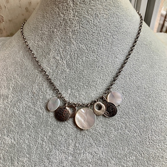 SILPADA Sterling Mother Of Pearl Coin Necklace 925 - Picture 1 of 10